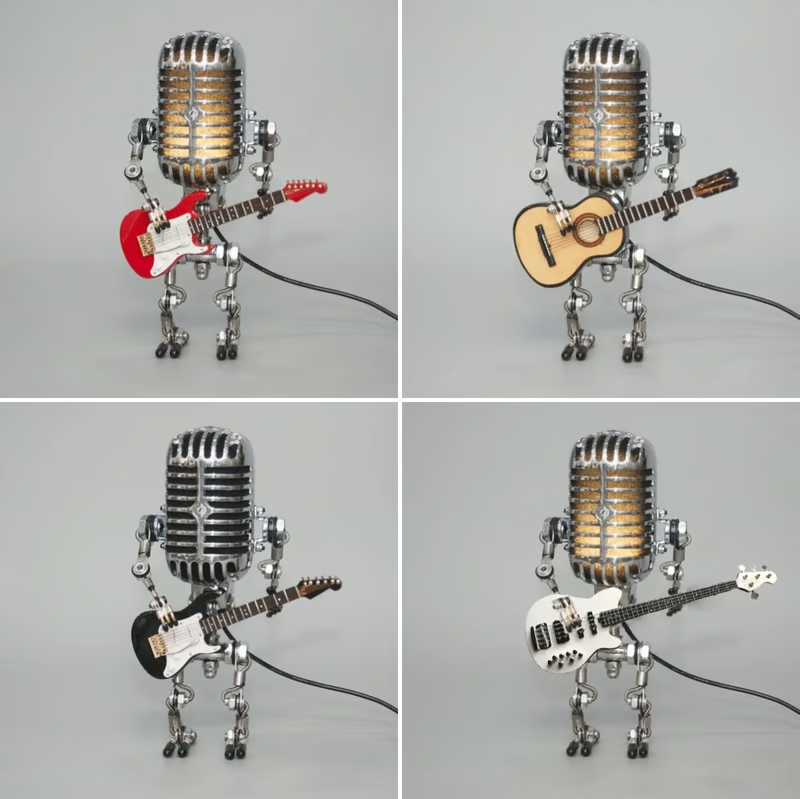 🔥🔥Vintage Metal Microphone Robot Desk Lamp